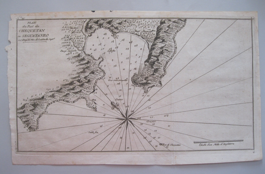 Mapa del puerto de Chequetán (México), 1754. Anson